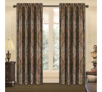 Loom and Mill Luxury Jacquard Curtains for Bedroom, Classic Antique Lined Damask Curtains 2 Panels with Tiebacks, Bronze Gold Window Curtain for Living Room Holiday Banquet Decor(52Wx84L, 2 Panels)