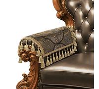 Loom and Mill Luxury Jacquard Sofa Arm Covers 2 PCS, Classic Antique Couch Armrest Cover with Tassels, Non-Slip Furniture Protector for Chair Sofa Recliners Couch Dogs Pets, Bronze Gold, 14x14in