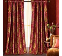 Loom and Mill Luxury Red Damask Curtains for Bedroom, Textured Lined Jacquard Curtain 2 Panels with Tiebacks, Window Curtain for Living Room Banquet Christmas Decor, Rod Pocket(52”Wx 96”L, 2 Panels)