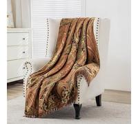 Loom and Mill Vintage Damask Throw Blankets for Bed, Classic Paisley Design Throws with Fringes Trim, Soft Lightweight Velvet Lined Throw Blanket for Sofa Couch Chair All Seasons(Multi Color,52”x72”)