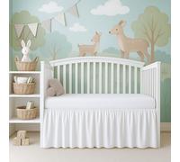 Loom Atrium White Crib Bed Skirt Split Corner,Dust Ruffle 100% Cotton Nursery Crib Toddler Bedding Skirt for Baby Boys or Girls, 14" Drop