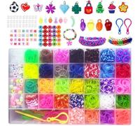 Loom Bands Kit,Rubber Bands Kit for Girls Boys 31 Colors with Charms Beads Friendship Bracelet Making Kit DIY Weaveing Bands Set
