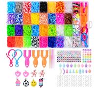 Loom Bands Set, 2500 Pieces Rubber Bands for Bracelet Making Yourself, Accessories, Colourful Loops Rubber Set with Pendants and Accessories, DIY Crafts, Gift for Children, Boys, Girls
