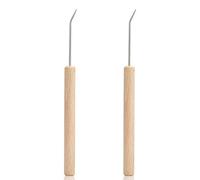 Loom Crochet Hook Set 2 Pcs - Knitting Loom Hooks with Ergonomic Handles, Natural Beech Wood Crochet Hooks for Knitting Loom Crafts, Yarn Wool Tools