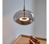 LOOM DESIGN Avalon LED hanging light, rose gold/grey, Ø 20 cm, glass