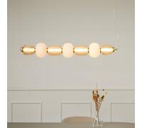 LOOM DESIGN LED hanging light Pearl 7, amber/gold, glass, 110 cm