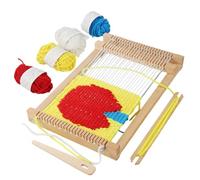 Loom for Children 29 x 19 cm, Loom for Children from 4-12 Years, Wooden Loom Set with Accessories and Colourful Wool, Craft Fun for Beginners to Primary School