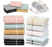 Loom Knit Terry Tea Towels Kitchen Cloths 100% Egyptian Cotton Flour Sack Wonderdry Waffle Weave Pair of Silver Check and Silver Fabric Super Soft and Absorbent, Dish Cleaning Sand Bar Towel- 65x45