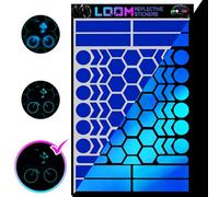 LOOM Reflective Stickers Kit (67pcs Blue)• Nighttime Safety Waterproof Self-Adhesive Decals for Helmets, Skateboard, Bike, Scooter, E-Bike, Motorcycle & Strollers • Bright Colors