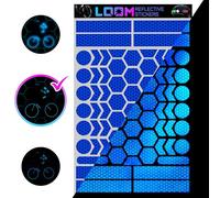LOOM Reflective Stickers Kit (67pcs Prism-Blue)• Nighttime Safety Waterproof Self-Adhesive Decals for Helmets, Skateboard, Bike, Scooter, E-Bike, Motorcycle & Strollers • Bright Colors