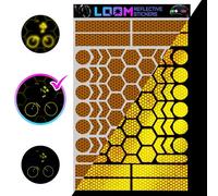 LOOM Reflective Stickers Kit (67pcs Prism-YEL)• Nighttime Safety Waterproof Self-Adhesive Decals for Helmets, Skateboard, Bike, Scooter, E-Bike, Motorcycle & Strollers • Bright Colors