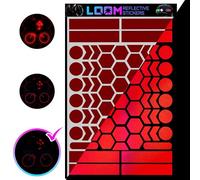 LOOM Reflective Stickers Kit (67pcs red)• Nighttime Safety Waterproof Self-Adhesive Decals for Helmets, Skateboard, Bike, Scooter, E-Bike, Motorcycle & Strollers • Bright Colors