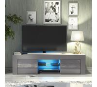 Loom Tv Unit 130Cm Dark Grey With High Gloss Doors And Led Lighting - Creative Furniture