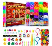 Loomartic 3000+ Loom Bands Kit Rubber Bands with Premium Quality Charms Loom Bands Kits for Girls with 30 Unique Colors Art and Crafts Supplies Friendship Bracelet Making kit in Toys Craft Storage Box