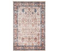 Loomed Blue Beige Traditional Bordered Anti Slip Washable Rug 200X290Cm