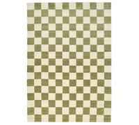 Loomed Bold Knitted Checkerboard Geometric Green Firseside Living Area Rug 160Cm X 230Cm