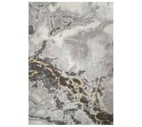 Loomed Grey Gold Metallic Modern Textured Marble Area Rug 80X150Cm