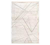 Loomed Natural Beige Super Soft Geometric Fringed Area Rug 120X170Cm