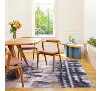 Loomed Navy Soft Machine Washable Washable Abstract Modern Living Area Rug - 330 X 240Cm
