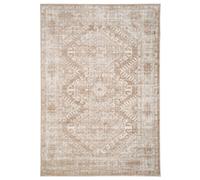 Loomed Neutral Beige Bordered Geometric Distressed Area Rug 200X290Cm