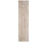 Loomed Neutral Beige Bordered Geometric Distressed Runner Rug 60X240Cm