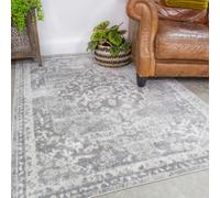 Loomed Silver Grey Traditional Medallion Bordered Area Rug 160X230Cm