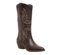 LOOMIKIN Cowboy Boots for Women, Mid-Calf Western Cowgirl Boots, Embroidered Pointed Toe, Chunky Block Heel, V-Cut Pull-On with Pull Tabs, for Rodeo, Country Concert, Festival, Party, Line Dancing