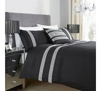 LOOMS & LEAVES Diamante Style Luxury GLITZ Duvet Covers Quilt Cover Sets Bedding Sets (Black, Single)