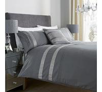 LOOMS & LEAVES Diamante Style Luxury GLITZ Duvet Covers Quilt Cover Sets Bedding Sets (Gray, Double)