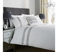 LOOMS & LEAVES Diamante Style Luxury GLITZ Duvet Covers Quilt Cover Sets Bedding Sets (White, Single)