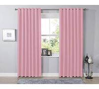 LOOMS & LEAVES Luxurious Thick Thermal Blackout Eyelet Ring Top Pair Curtains (PINK, 117 X 183 CM)