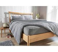 Looms&Leaves Luxury Teddy Bear Fleece Fitted Bed Sheets Warm Cosy Super Soft Snuggly & Comfy Feel (Grey, King)