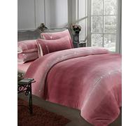 LOOMS & LEAVES TEDDY BEAR FLEECE DUVET COVER SET OMBRE DIAMANTE COZY WARM FLEECE NEW BEDDING (PINK, KING)