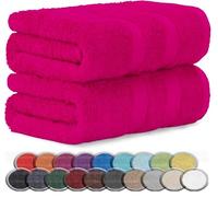LoomTrove Pack of 2 Extra Large Jumbo Bath Sheets 100 x 200 cm 100% Egyptian Combed Cotton XL Towels Quick Dry Big Bath Sheet Super Soft Hotel Quality Towels Set (Pink)