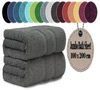 LoomTrove Pack of 2 Extra Large Jumbo Bath Sheets 100 x 200 cm 100% Egyptian Combed Cotton XL Towels Quick Dry Big Bath Sheet Super Soft Hotel Quality Towels Set (Charcoal Grey)