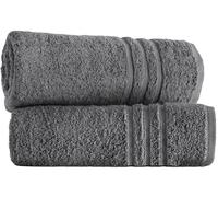 LoomTrove Pack of 2 Large Jumbo Bath Sheets 500 GSM 100% Egyptian Cotton Big Bath Towels Super Absorbent Soft Hotel Quality XL Bathroom Towel Set (Charcoal Grey)