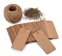 LOOMY 200 Pcs Sale Kraft Marking Tags With Safety Pins And 157 Feet Natural String To Label Your Clothes For The Garage Sale/Yard Sale/Consignment Sale/Tag Sale 157 feet jute twine Brown