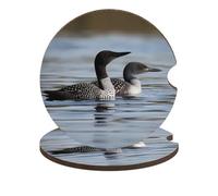 Loon Birds 2 Pack Car Coasters for Cup Holders Wooden Absorbent Car Cup Coasters Non-Scratch Cork Base, Water Resistant Cups Mat for Women & Men (Fits Most Cars, SUVs, Trucks)