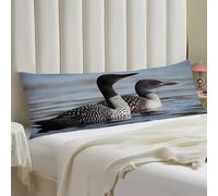 Loon Birds Body Pillow Cover with Hidden Zipper 20x54 Full Long Pillowcase for Couch Sofa Decor Breathable Bed Shams Boho Oversized Lumbar Pillow Covers for All Seasons