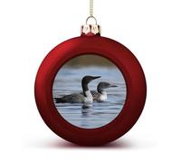 Loon Birds Christmas Balls 2.4" Red Christmas Tree Hanging Ornaments Shatterproof Xmas Ball Decoration for Farmhouse Holiday Party Favors Xmas Tree Wreath Garland