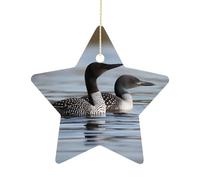 Loon Birds Christmas Star Pendant Personalized Christmas Tree Ceramic Ornaments for Home Holiday Party Ornaments Porcelain Pendant