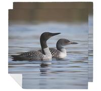 Loon Birds Cloth Napkins 18 X 18 Inch, 2 PCS Polyester Napkins, Soft & Absorbent Cloth Dinner Napkin for Wedding, Party, Restaurant, Elegant Table Decor