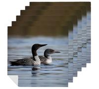 Loon Birds Cloth Napkins 18 X 18 Inch, 6 PCS Polyester Napkins, Soft & Absorbent Cloth Dinner Napkin for Wedding, Party, Restaurant, Elegant Table Decor