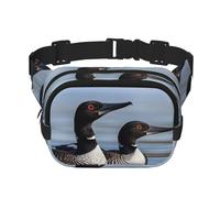 Loon Birds Fanny Pack For Women Waterproof Adjustable Belt Bags Waist Pack Fashion Casual Crossbody Bags Bum Bag For Running Workout Hiking Traveling, Black, One Size