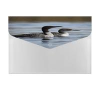 Loon Birds File Folder with Snap&6 Pockets Reusable File Organizer Portable Document Paper Bill Receipt Organizer Plastic Envelopes for Office College Letter Size