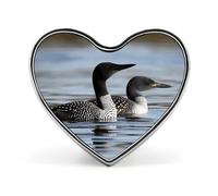 Loon Birds Heart Shape Lapel Pin Personalized Pinback Button Badges Retro Punk Button Pin Kawaii Heart Badges for Men Women Clothes Bags Hats & Gift