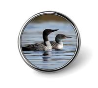Loon Birds Lapel Pin Brooches Round Fashion Brooch Pin Cute Button Badges Alloy Button Pins for Hat Shirt Clothing Bags