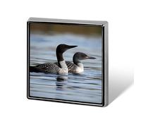 Loon Birds Lapel Pin Square Metal Brooch Pin with Secure Pin Back Fashion Button Badge for Clothing, Hats, Bags Decoration