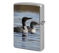 Loon Birds Lighter Case Metal Protective Cover with Double-Sided Art Design, Cool Lighters Pouch Shockproof Lighter Cover for Men Women Gifts, Lighters Not Included