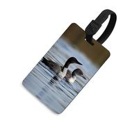Loon Birds Luggage Tag for Suitcases TSA Approved with Name Id Card Suitcase Tags Identifiers Black Strap Clear Window Personalized Baggage Tag for Cruise Airport Travel Essentials